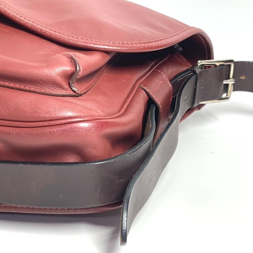 HERMES flap Barda 33 Drawstring Shoulder Bag Leather Rouge Ash Brown