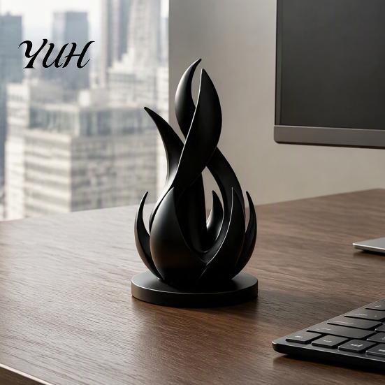 Креативный Декор для Дома и Гостиной, 3D-печатная Абстрактная Скульптура Пламени, Современное Минималистичное Изогнутое Искусство, Элегантная Черно-белая Статуэтка-Украшение для