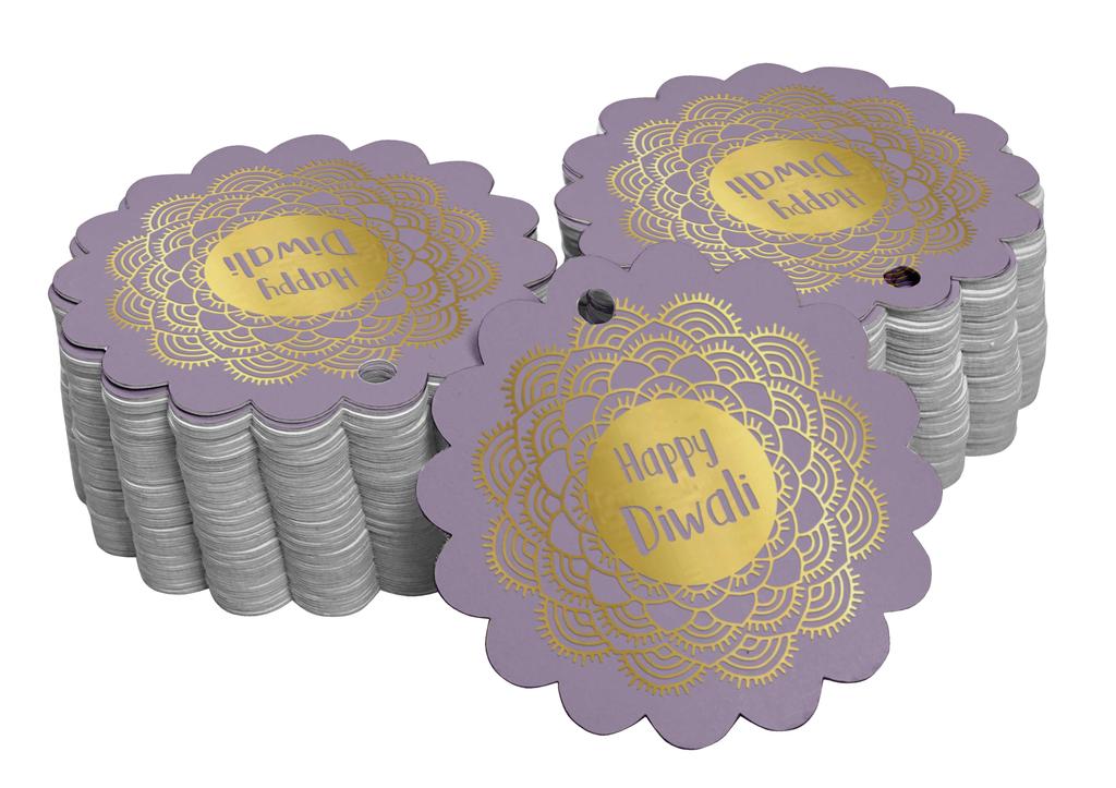 Inkdotpot 100 шт. в упаковке. Бумажные бирки Happy Diwali Favor, поделки из настоящей золотой фольги