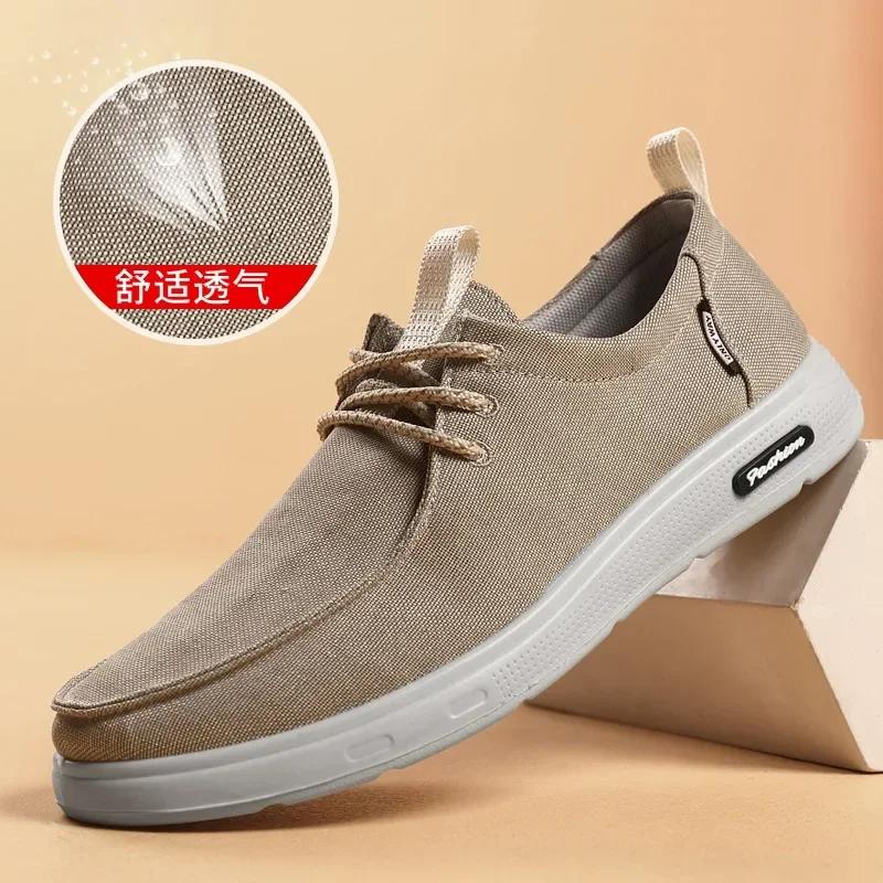 Men's Canvas Lightweight Shoes Fashion Breathable Mesh Sports Shoes Casual Men Vulcanized Shoes Classic Slip On Flat Loafer2025