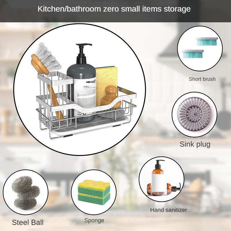 Самоосушающаяся полка для раковины из нержавеющей стали, полка для кухонной раковины, держатель для мыла и губки, органайзер для кухонной раковины