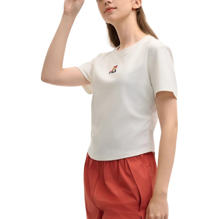 Fila Повседневная футболка приталенного кроя с круглым вырезом и удобными короткими рукавами для женщин, цвет облачно-грибной-белый F11W529120FWT