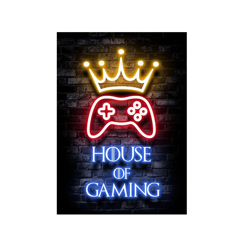 Модный ретро игровой неоновый постер и принты, современная картина на холсте, настенная художественная картина для мальчика-геймера, украшение для спальни, дома