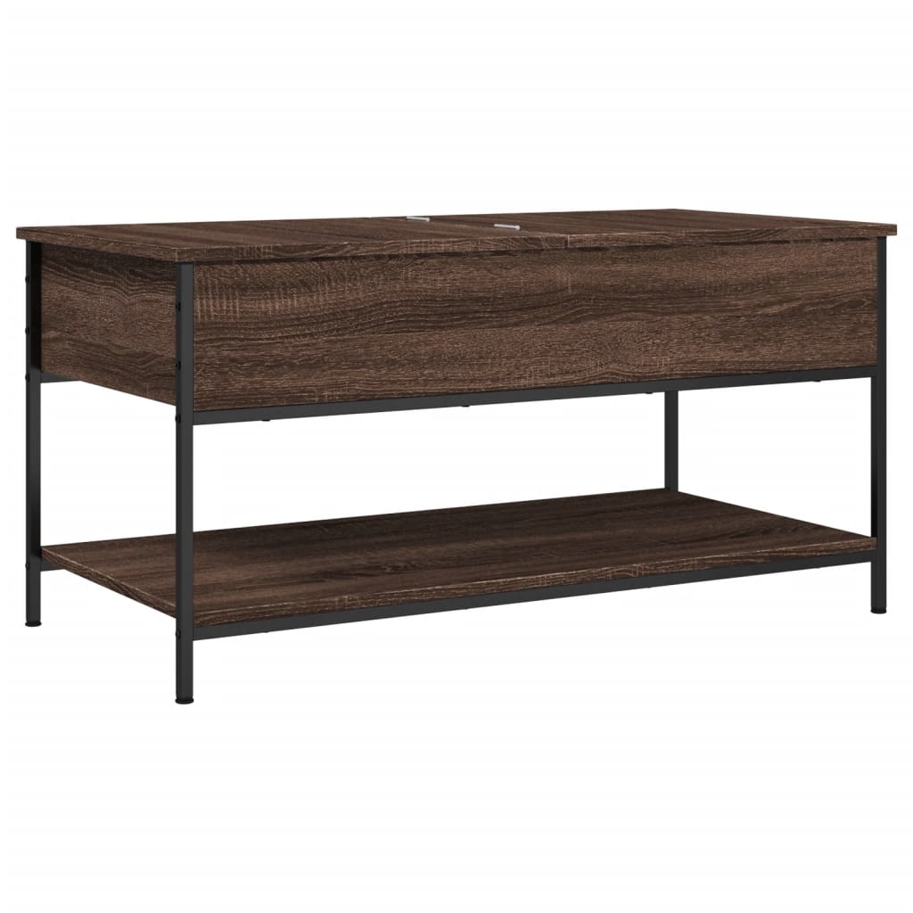 Coffee Table Brown Oak Look 100 x 50 x 50 cm Engineered Wood Metal