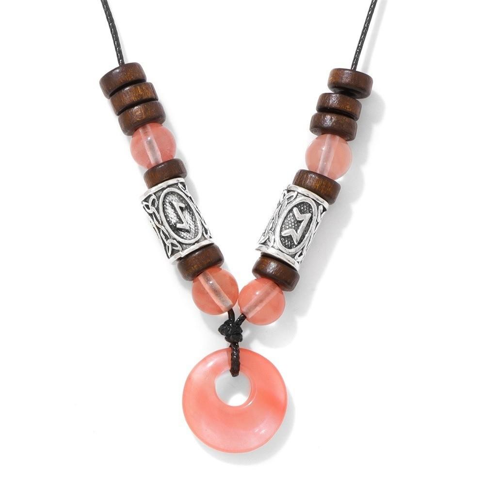 Bead Run Wood Bead Viking Bead Safety Buckle Retro Style Rune Bead Rune Bead Ethnic Style Sweater Chain Retro Fashion