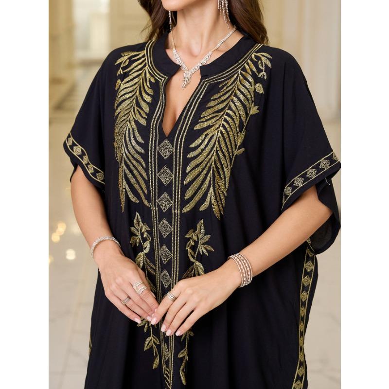 Женская мода лето весна цветочный узор принт рукава 1/2 V-образный вырез свободная талия повседневные платья