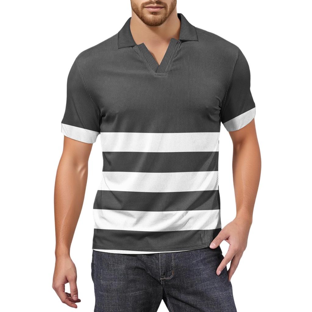 Мужская модная футболка для гольфа с коротким рукавом и V-образным вырезом