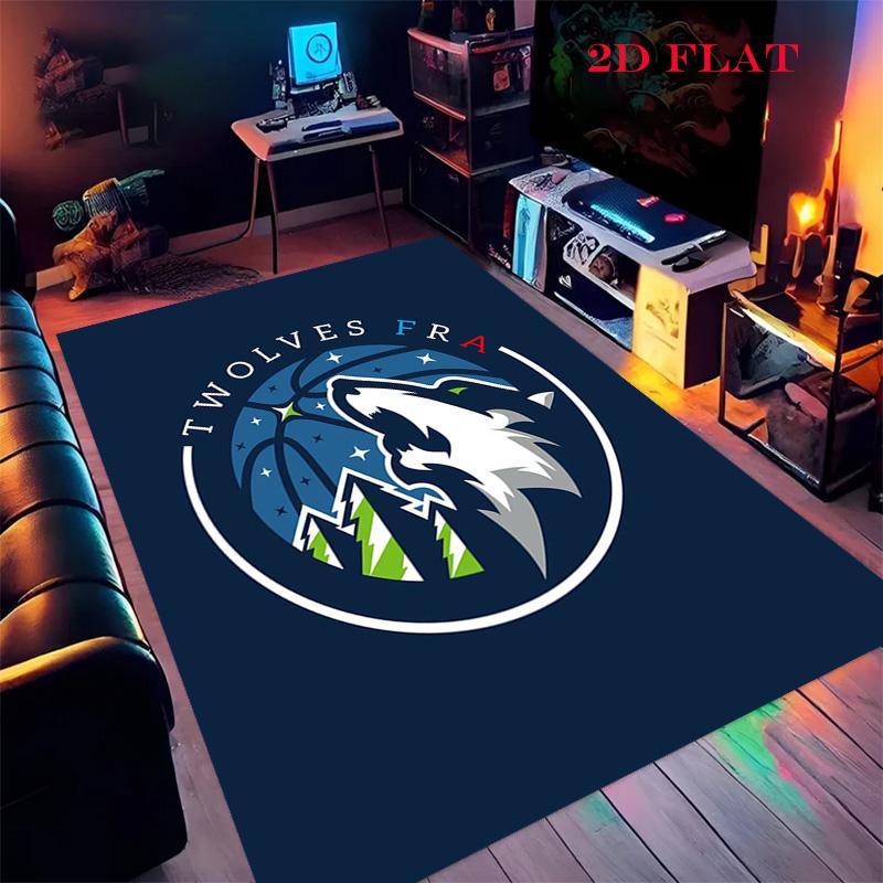 Titleminnesota Timberwolves Logo Printtitle Carpet Floor Mats Living Room And Bedroom Mats Protective Pad Office Chair Cushion Doormat