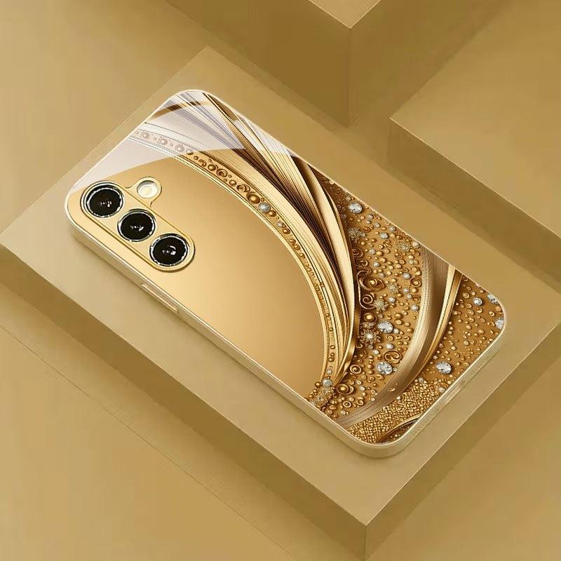 Гальванизированный золотой новый чехол для телефона для Samsung Galaxy S26 Ultra S25 Plus S24 S23 S22 fe закаленное стекло Художественные текстурные узоры