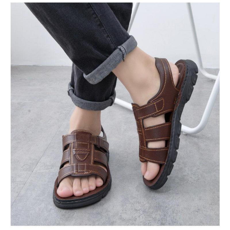 Men's Open Toe Adjustable Strap Sandals Non-slip Thick Sole Casual Summer Shoes for Outdoor