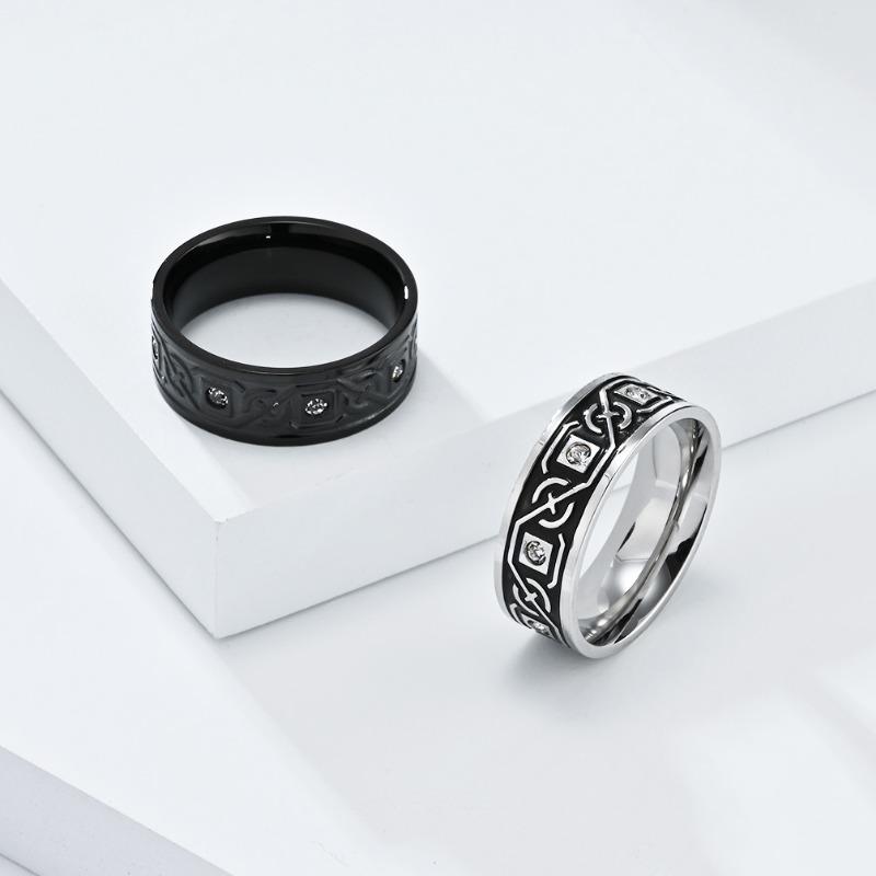 Кельтское кольцо из титановой стали с вечным узлом для мужчин, модные ювелирные изделия в скандинавском стиле с этническими узорами, кольца на палец для пар
