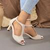 Heeled Sandals Women  New Simple Back Zipper Fishmouth High Heels Women Shoes Summer Fashion Stiletto Women Sandals