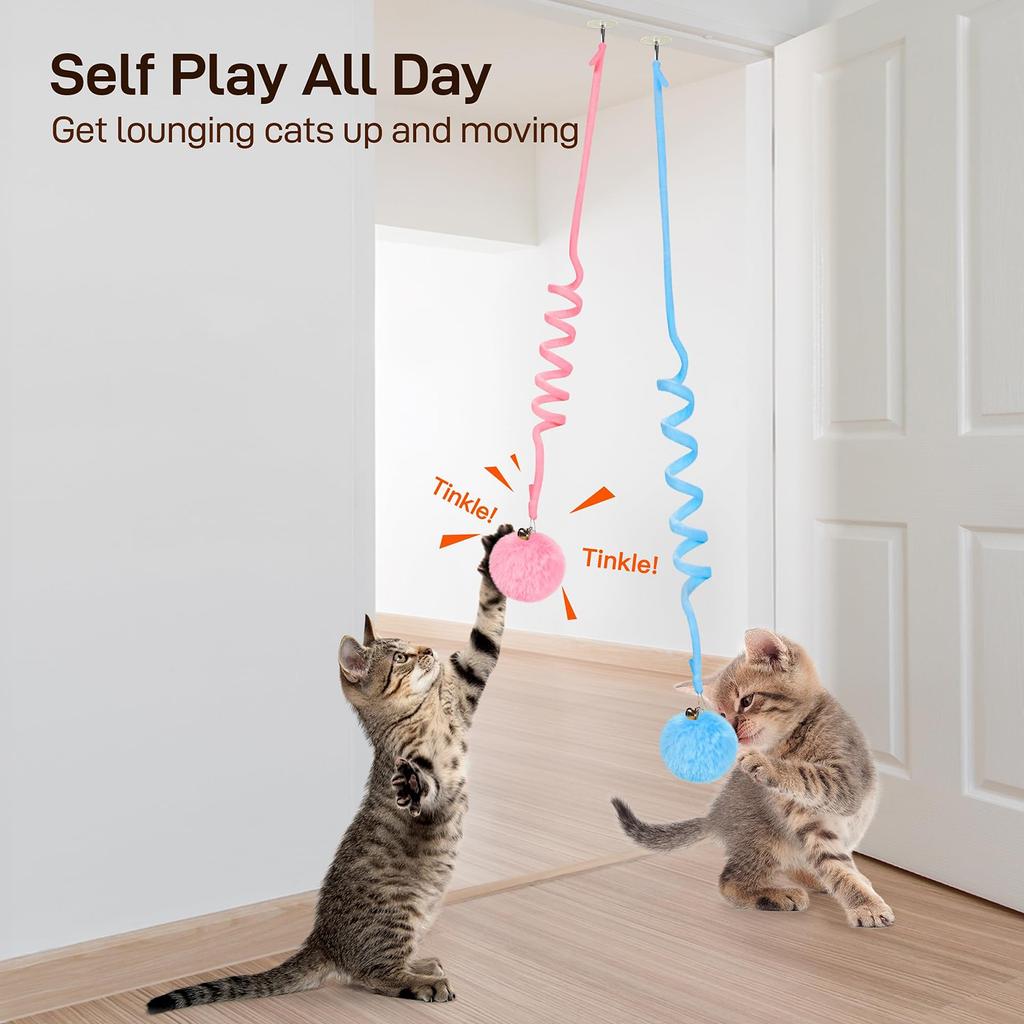 Hanging Catnip Ball Toy Retractable Interactive Cat Teasing Stick Cat Toy Indoor Play Exercise Physical Stimulation