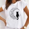 Casual Cat Pet Women's Print Tee 90s Sweet Cute Lovely Style Top Fashion T Shirt Woman Female T Clothing Short Sleeve Graphic T-shirt