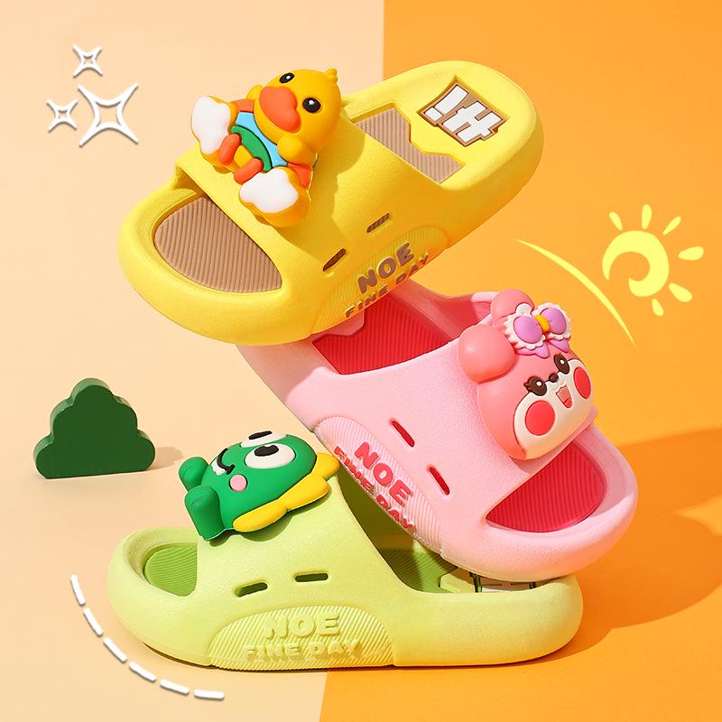 Детские мультяшные тапочки с мягкой подошвой: Нескользящие Сандалии для Ванной и Дома для Мальчиков и Девочек