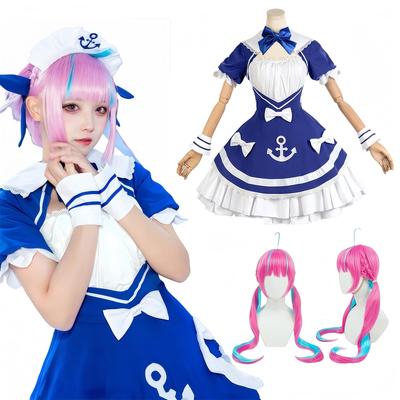 VTuber Косплей Минато Аква Косплей Костюм VTuber Косплей Минато Аква Косплей Костюм Дайтэнси Аква Минато Аква Костюм горничной Виртуальный Ютубер VTuber