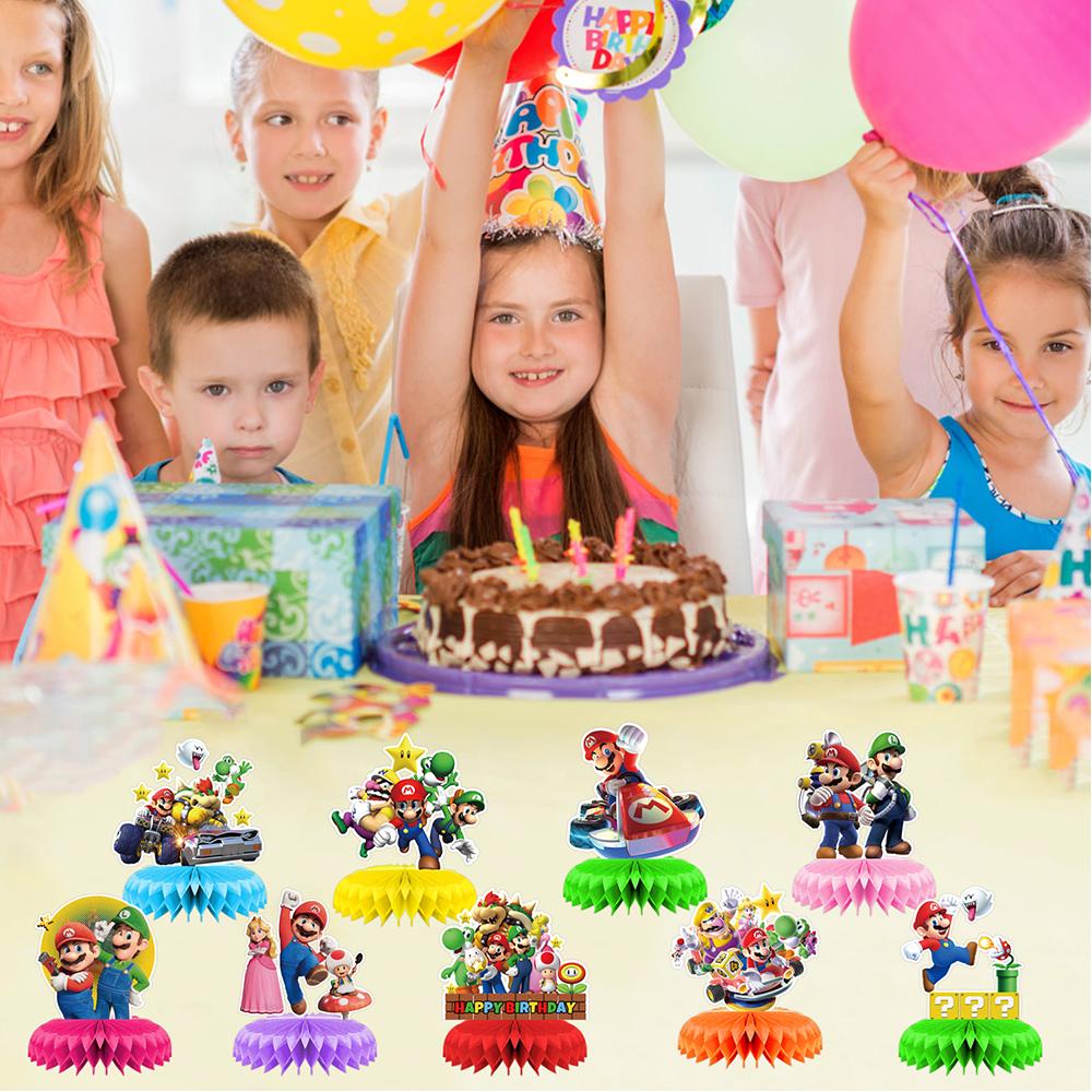 9 шт. Сотовые Центральные Украшения Марио Super Mario Party Supplies Настольные Украшения