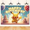 Pokemon Pikachu Backdrops Children Birthday Party Decor Photography Background Baby Shower Banner Booth Props Party Supplies