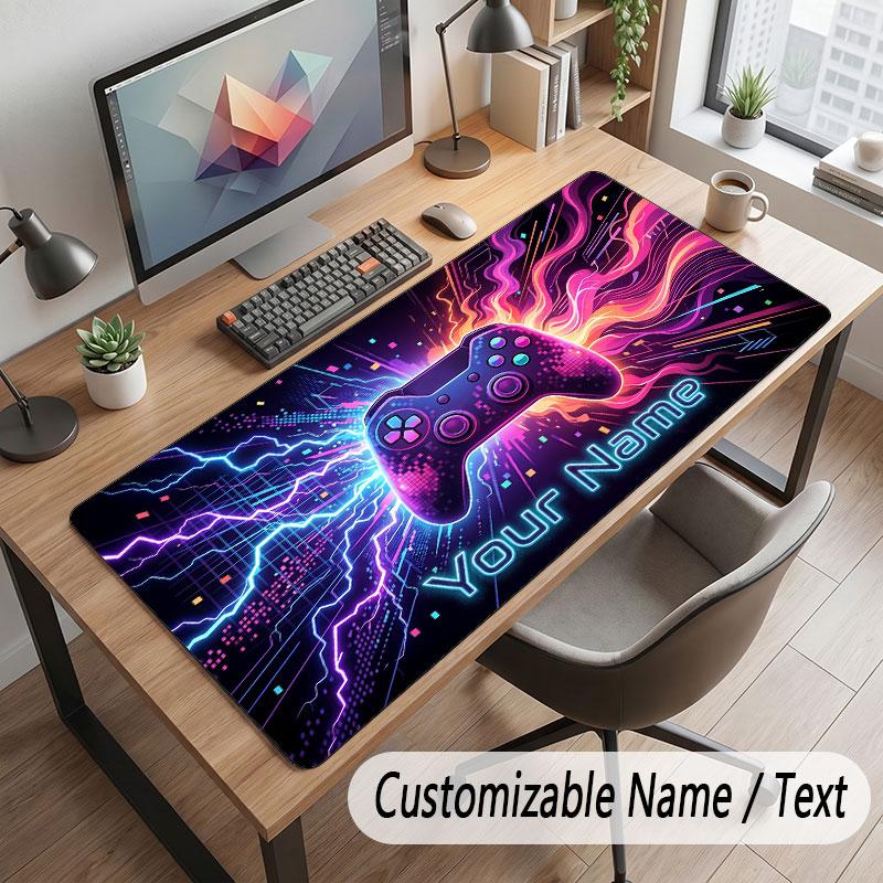 Game Controller Theme Customized Mouse Pad Personalized Print Name Text Desk Mat For Home Office Table Decor