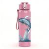 1PC Jumping Shark Sea Animal Pattern 750ml Color Plastic Sports Water Bottle Leakproof Flip Straw Lid Suitable for Sports Office Home Use