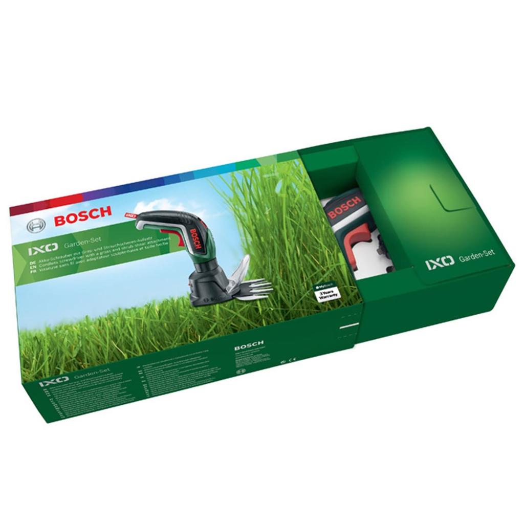 Bosch Аккумуляторная электрическая отвертка IXO5 со светодиодной подсветкой, зарядным устройством, набором адаптеров для садового триммера, переключателем прямого/обратного хода, (10 бит, в комплекте) +