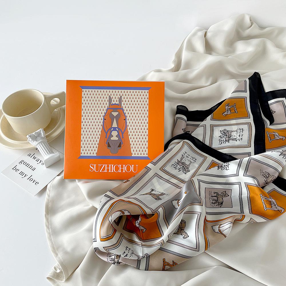 Подарочная коробка шарфы женские мятные мамбо элитные квадратные шарфы зеленый цветок лотоса имитация шелкового шарфа комплект