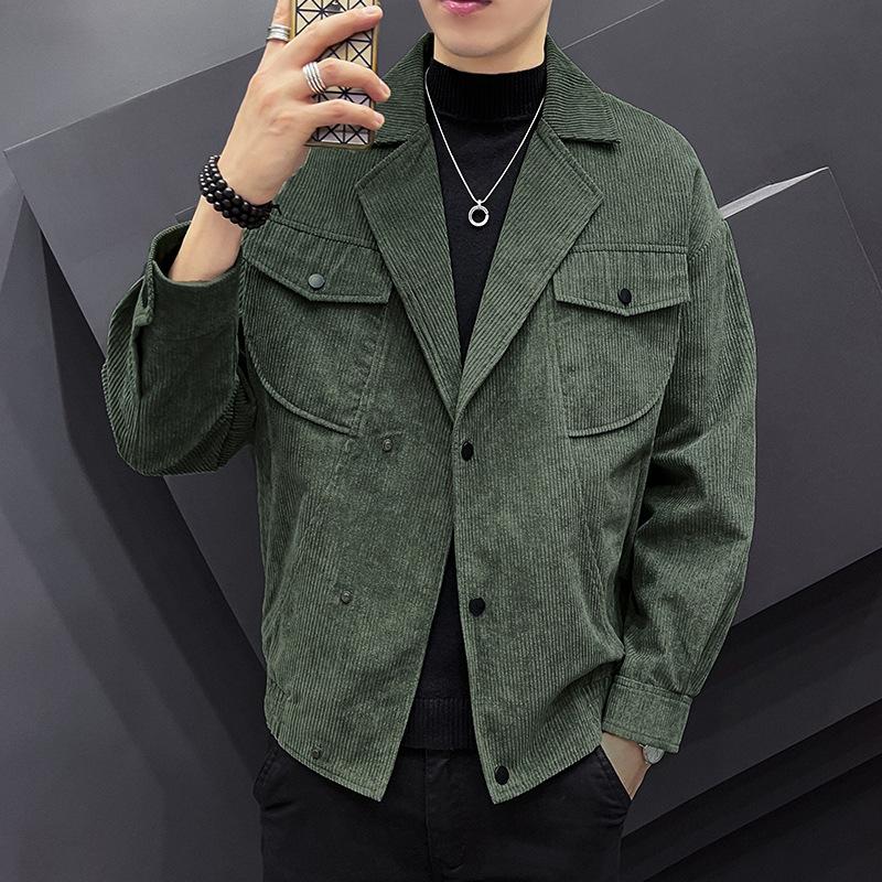 Autumn Men's Long-sleeved Jacket Jacket Korean Version of Casual Slim Tooling Slim Fashion Trend Corduroy Jacket