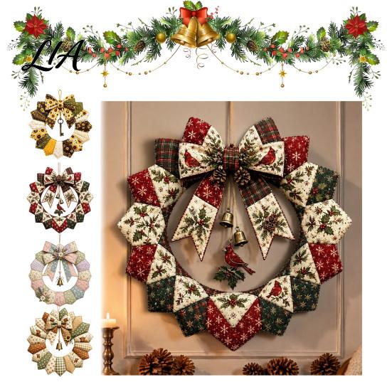 Fabric Scrap Garland Project DIY Patchwork Crafting Kit, Retro Floral Set with Bells Supplies And Simulated Flowers, Pastoral Style Wall Hanging
