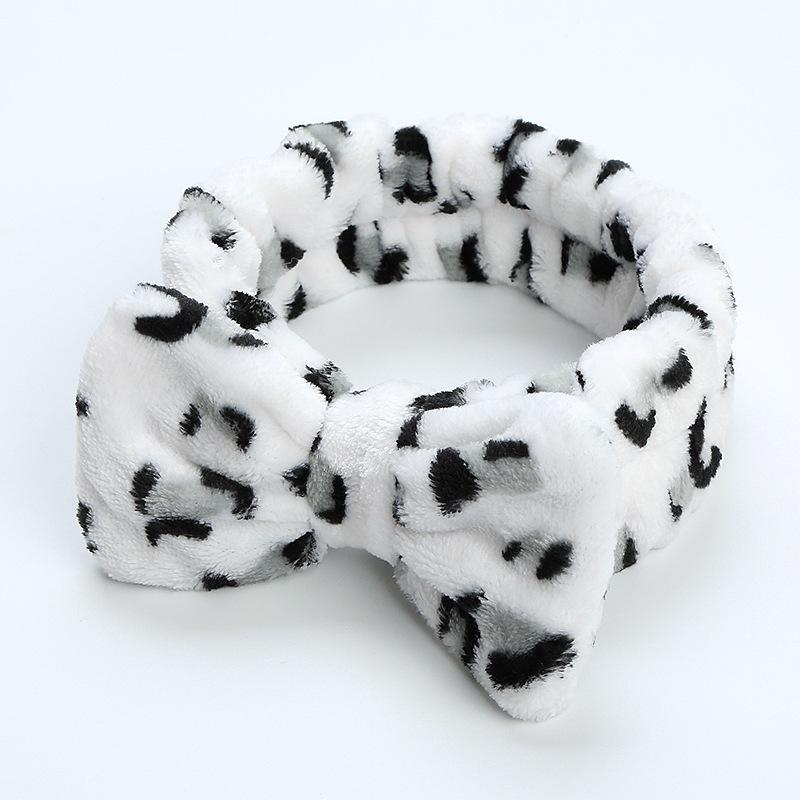 Leopard Print Coral Velvet Hair Band, Female Hair Band, Bow Knot, Plush Hair Band, Cute Wash Face, Solid Color Headband, Hair Accessories