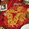New Year Table Runner Dragon Print Thick Foldable Firm Stitching Sequin Happy Chinese New Year Table Decoration Protection Anti-scalding Holiday