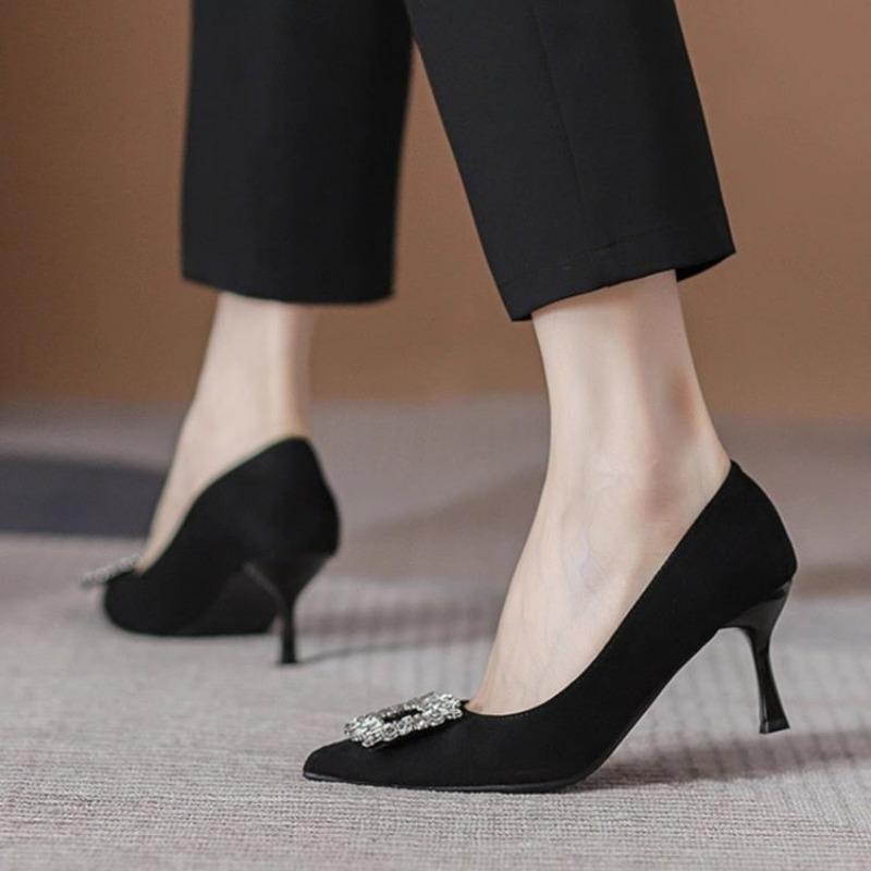 Модные туфли на шпильке с острым носком и высоким каблуком, украшенные стразами, универсальные туфли для поездок на работу