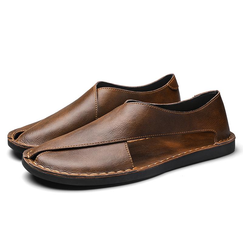 Genuine Leather Breathable Non Slip Soft Summer Men Sandals Cozy Hollow Classic Fashion All-match Casual Wear