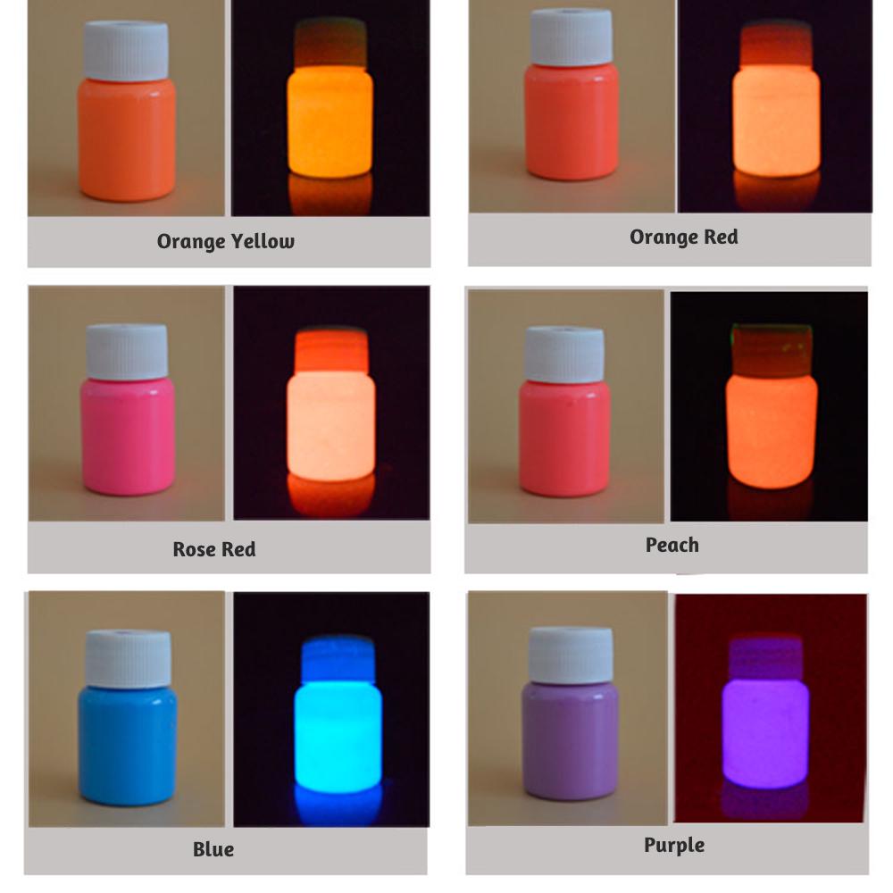 20g Glow in the Dark Fluorescent Colorful Acrylic Luminous Paint Bright Pigment DIY Crafts Painting Tool