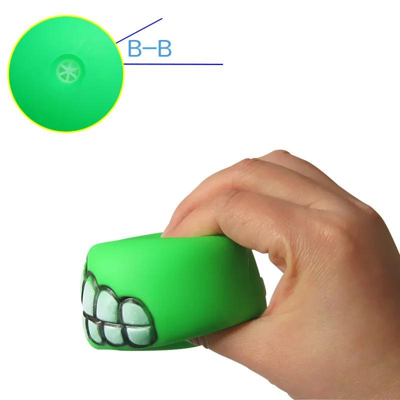 Squeaky Dog Toys for Aggressive Chewers Interactive Puppy Ball with Funny Teeth Design Durable Silicone Chew Toy for Small