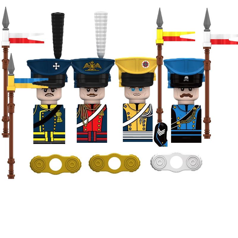 Военные Строительные Блоки Средневековый Солдат Рыцари Снаряжение Скакун Боевой Конь Флаг Волка Жилеты Щиты Огненный Дракон Мини Кирпич Игрушка