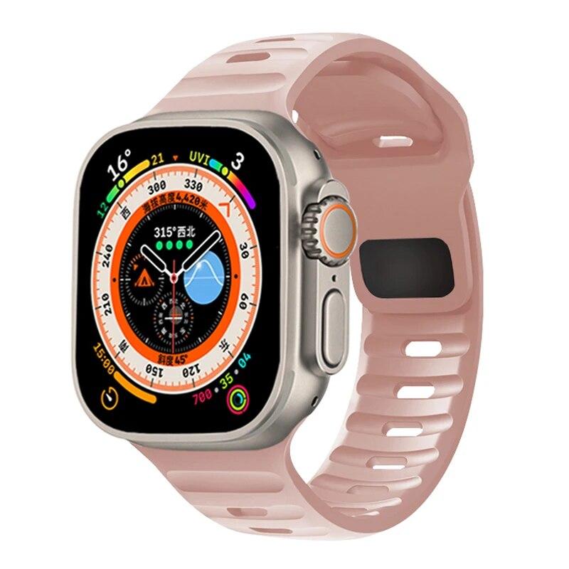Силиконовый ремешок для Apple Watch Ultra 2 Band 44 мм, 49 мм, 45 мм, 42 мм, 40 мм, 41 мм, 38 мм, спортивный браслет Correa iwatch Series 7, 6, 3 se, 8, 9