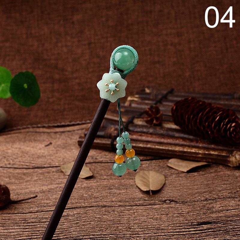 Новые Роскошные Заколки для Волос с Цветами Ручной Работы, Винтажные Деревянные Китайские Заколки-Шпильки для Волос для Женщин, Украшения для Волос, Головные Украшения