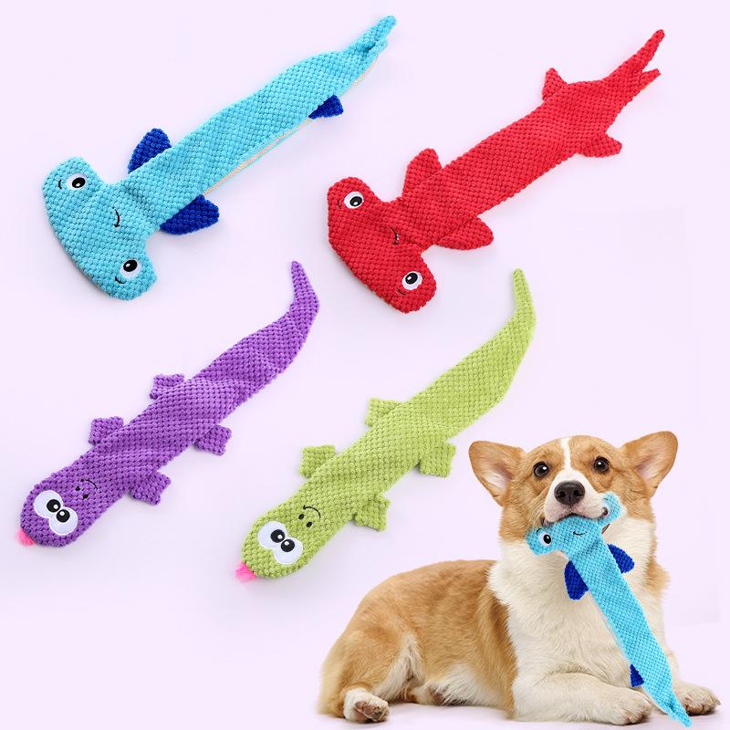No Stuffing Crocodile Squeaky Dog Chew Toy Corn Fleece Teething Bite‑Resistant Play Toy for Small Medium Dogs Relieve Boredom
