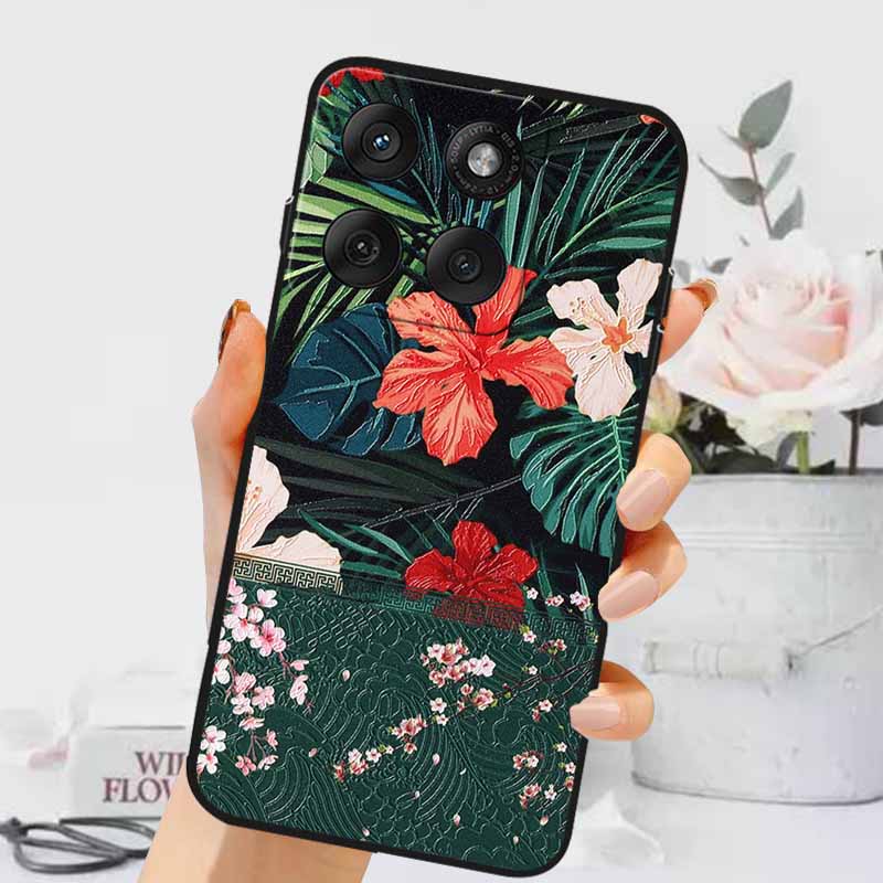 3D Тисненые Чехлы Для Edge 60 Fusion / Edge 60 Pro Рельефные Тисненые Ретро Силиконовая Задняя Крышка Для Edge 60 Stylus Черный Funda 60 Pro