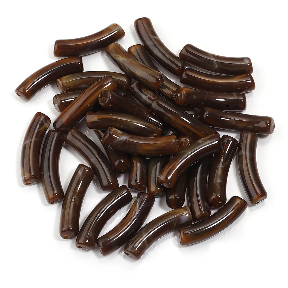 30pcs/lot Acrylic Curved Tube Beads Dual Color Thin Bamboo Shape Loose Spacer Bead For DIY Bracelet Necklace Jewelry Accessories