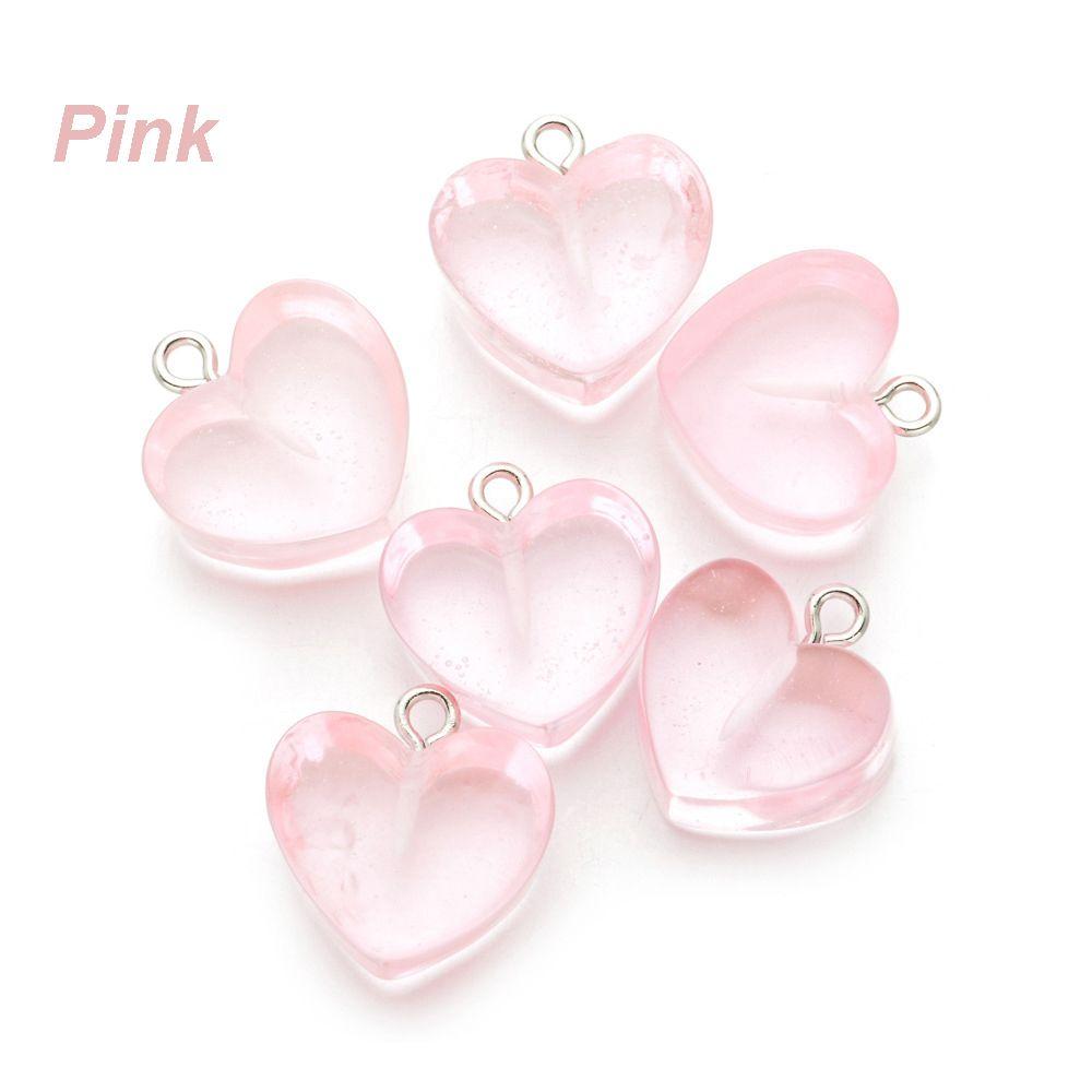 Handmade Earrings Jewelry Making Keychain Pendant Resin Heart Charms Candy Color Necklace Crafting