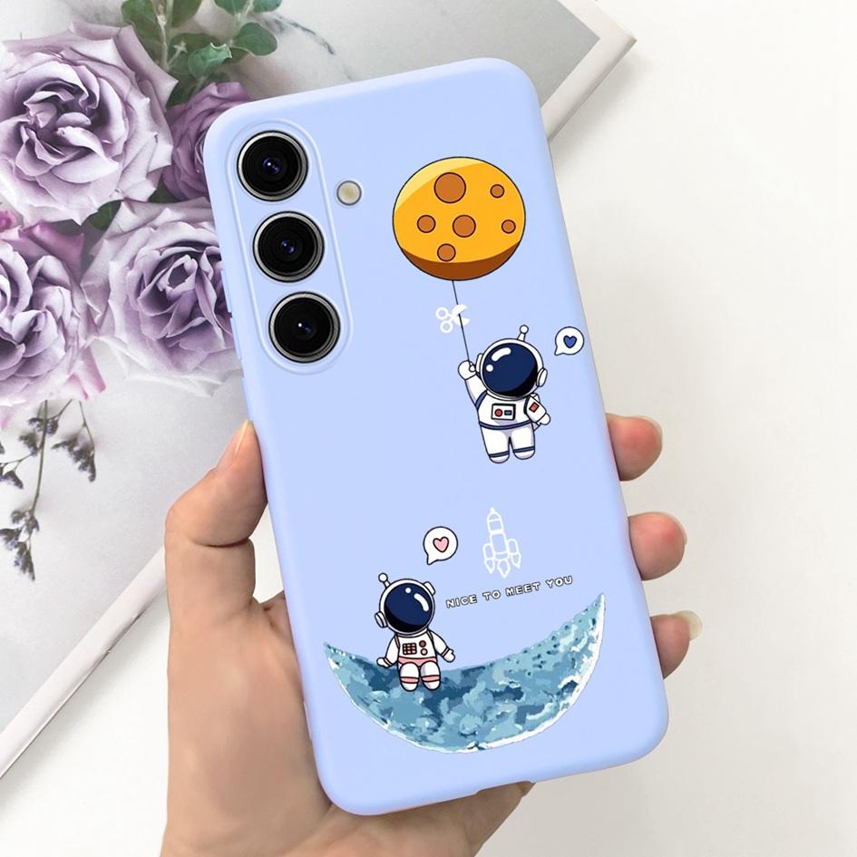 Чехол для Samsung Galaxy S24 Plus Милый Желтый Утенок Астронавт Матовый Силиконовый Мягкий Чехол для Samsung S 24 S24 Ultra S24+ 5G Funda
