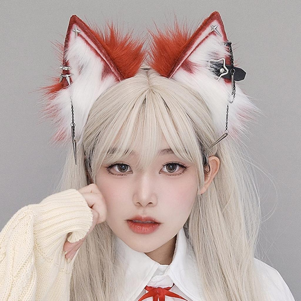 Anime Character Headband Wolf Ears Shape Hair Hoop Plush Carnivals Party Headpiece Cosplay Party Costume Props Unisex