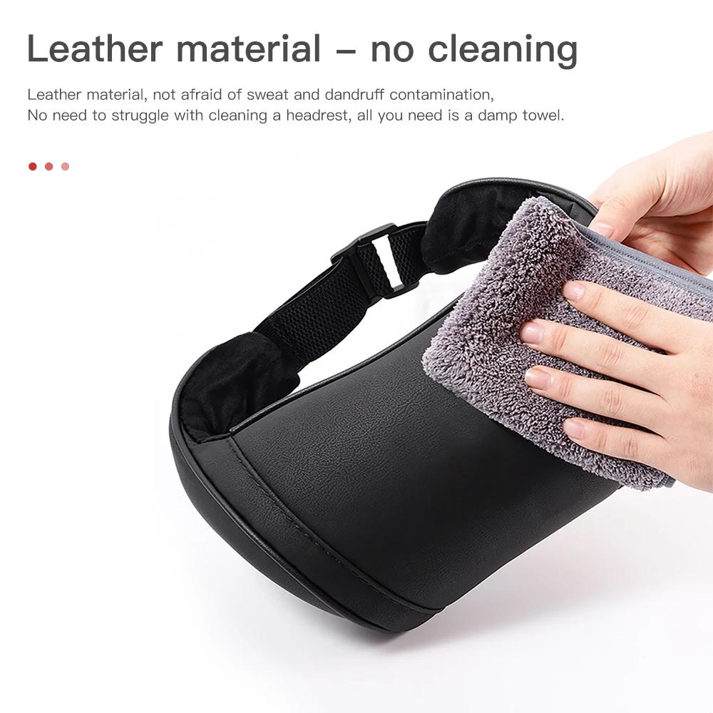 Memory Foam Travel Neck Pillow for Tesla Model 3 Y X S PU Leather Car Seat Headrest Adjustable Comfort Neck Support Accessory