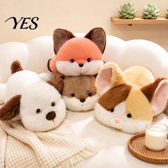 Soft Animal Dolls for Boys Plush Doll with Weighted Base, Cute Fox/Cat/Dog/Otter Figurine, Stuffed Animals Babies Cartoon Crawling Bedroom Desktop
