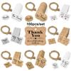 100pcs Cards Wedding Party Luggage Handmade Thank you Hanging Label Jute Twine Kraft Gift Tags