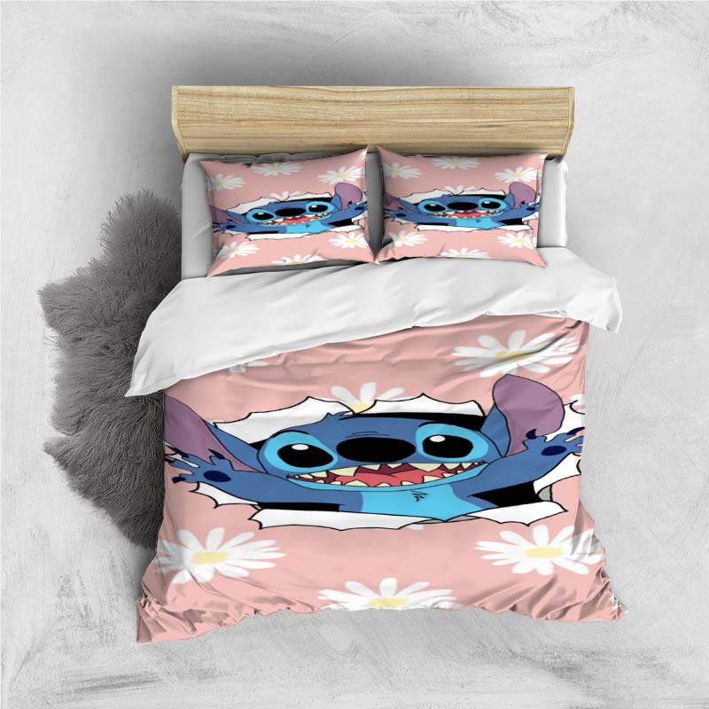 Mini Kawaii (Stitch) Bedding Set, Cartoon Duvet Cover and Pillowcases, Soft and Comfortable, Customizable.