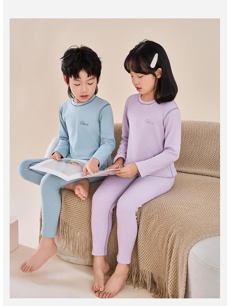 Детский дышащий антибактериальный кашемировый комплект нижнего белья на осень