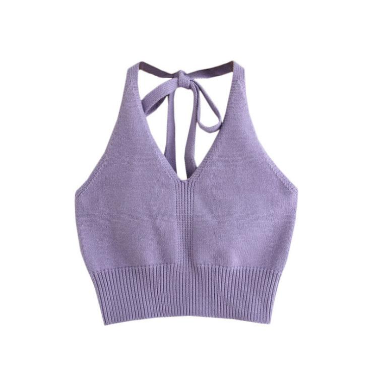 Internet Celebrity Summer Hyuna Camisole Women's Inner Wear Sexy Halterneck Open Back Short Outer Top Trendy