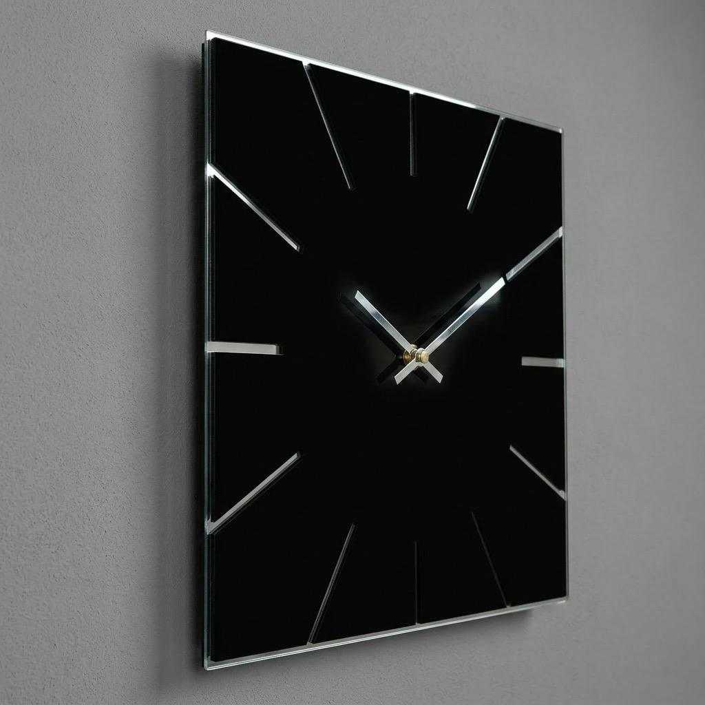 Black wall clock exact 30cm